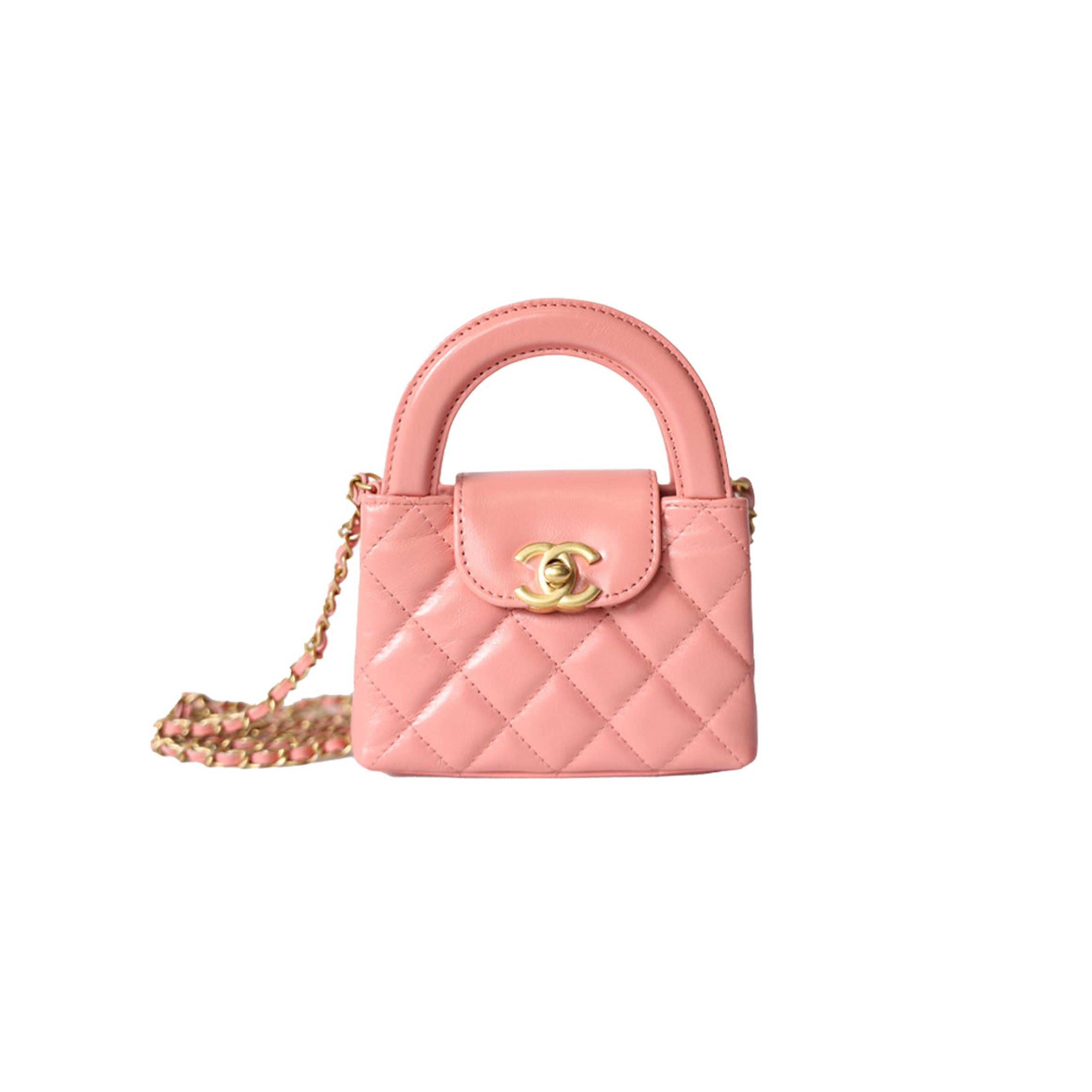 CHANEL MASTER KELLY MINI, PINK CALFSKIN WITH GOLD HARDWARE (12.5*8.3*4cm)